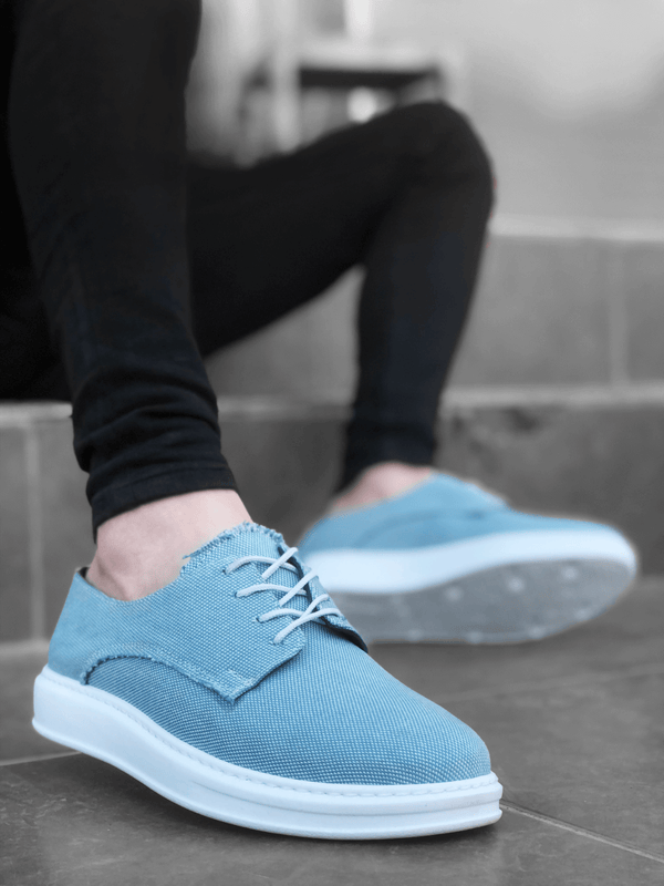 Ba0003 Lace-Up Classic Sports Linen Turquoise High Sole Casual Men Shoes