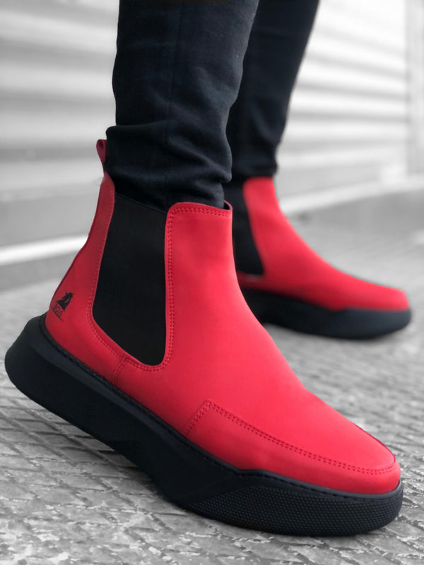 Ba0150 Lace-Up Banded Men's High Sole Red Sport Boot