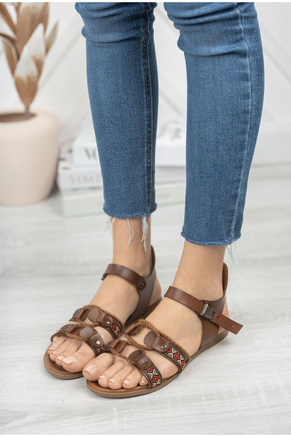 Carissa Genuine Leather Brown Daily Women's Sandals