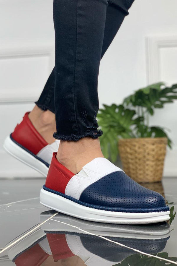 Men's Sneakers & Sports Shoes Navy Blue White Red KF091