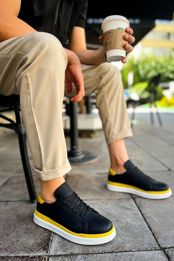 Men's Sneakers & Sports Shoes Black Yellow KF979