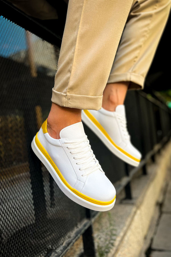 Men's Sneakers & Sports Shoes White Yellow KF979