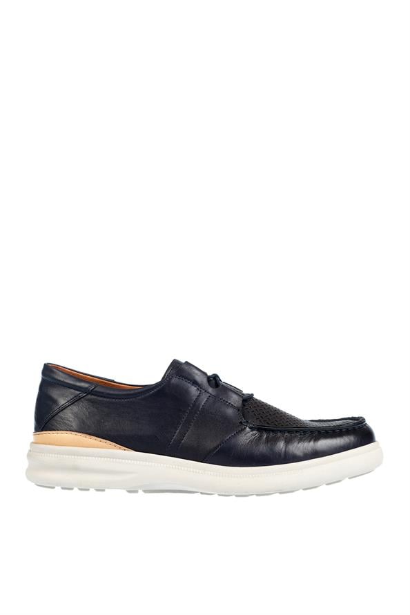 Men's Casual Daily Comfort Shoes - Premium Genuine Leather - Navy KF20607