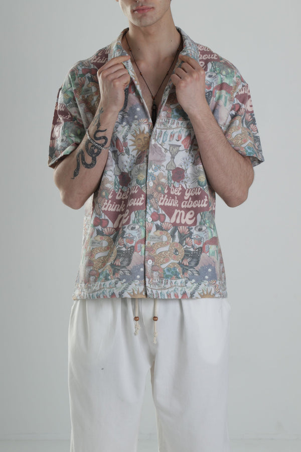 Sun Patterned Linen Shirt