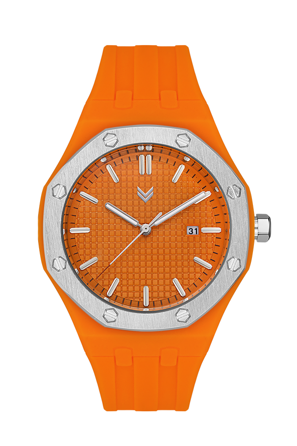 Hummel Women Men Sport Wristwatch Silver Orange Hm-2004Ma-5