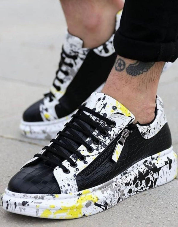 Black Yellow Men's Sneakers Shoes Kb02