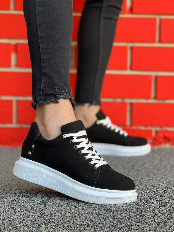 Kb047 Black Suede Casual Men's Sneakers Shoes