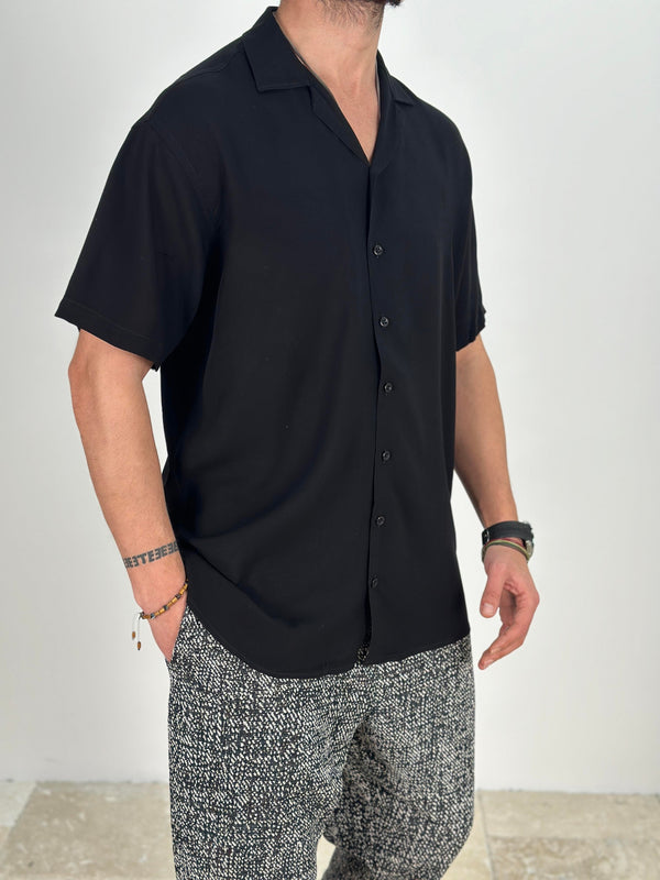 Linen Fabric Black Shirt