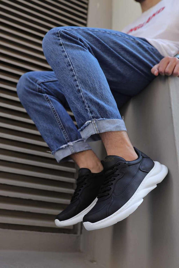 Men's Sneakers Shoes 065 Black (White Sole)