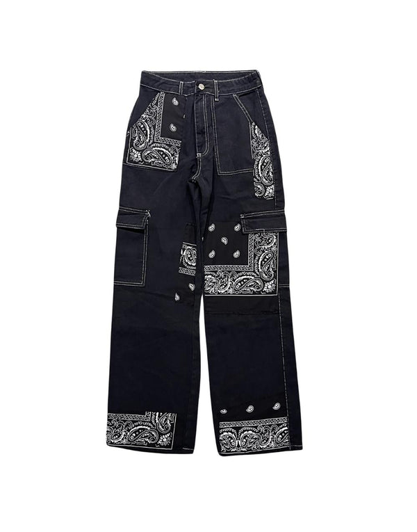 Premium Patchwork Bandana Men's Cargo Jeans