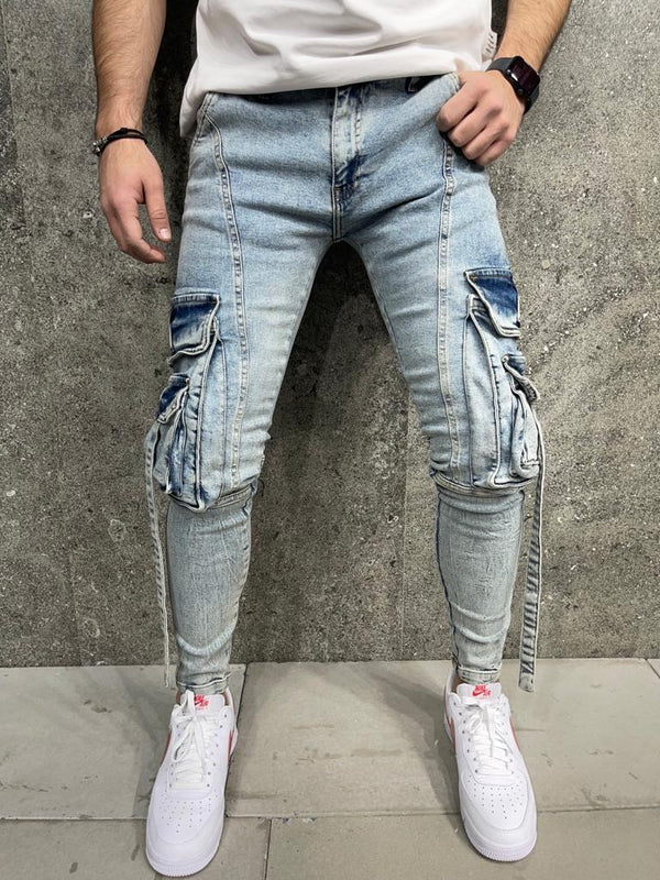 Premium Slim Fit Double Pocket Cargo Denim Jeans