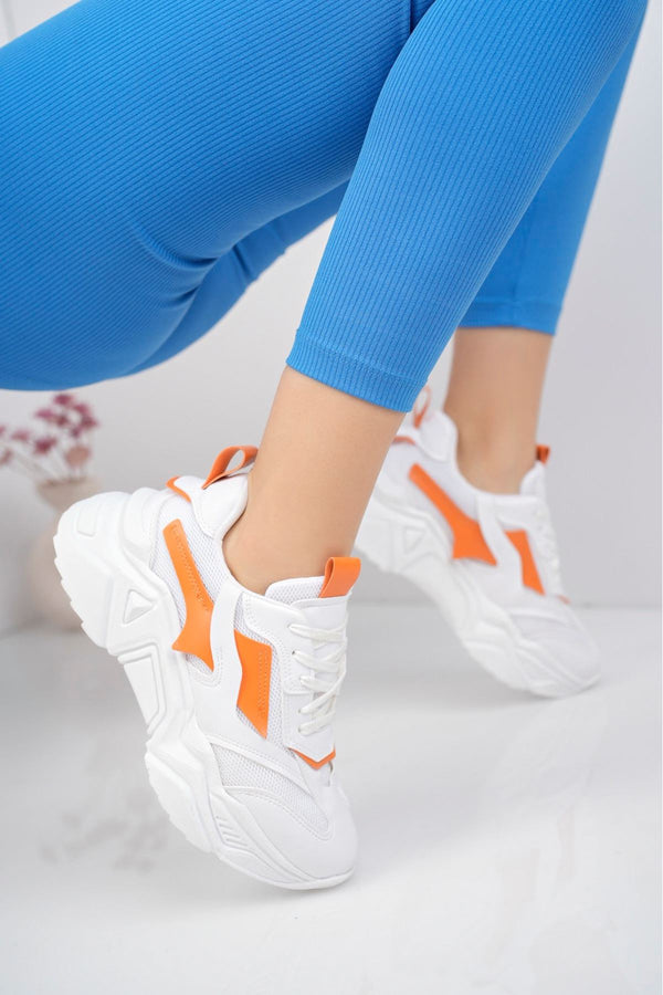 Seyran Orange White Women's Sneaker Sport Shoes