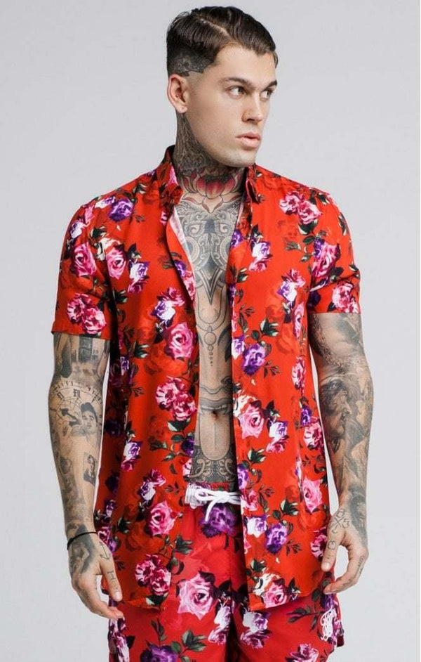 Kifalo All Over Rose Men's Shirt - Red Bloom Design