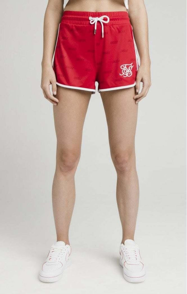 Kifalo Striped Shadow Silk Gym Shorts - Red Mirage