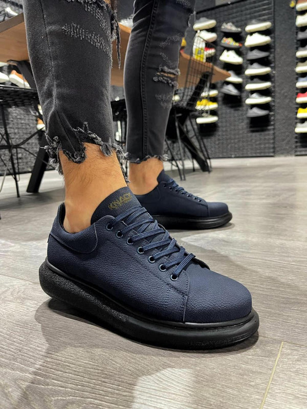 Stm Design High Sole Casual Shoes 045 Navy Blue (Black Sole)