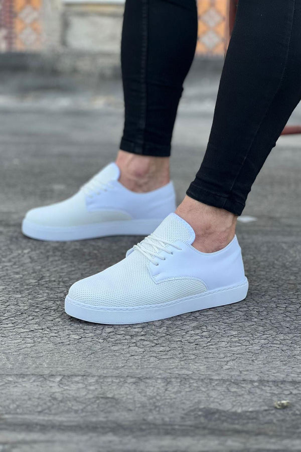 Wg016 White Knitwear Men's Casual Shoes