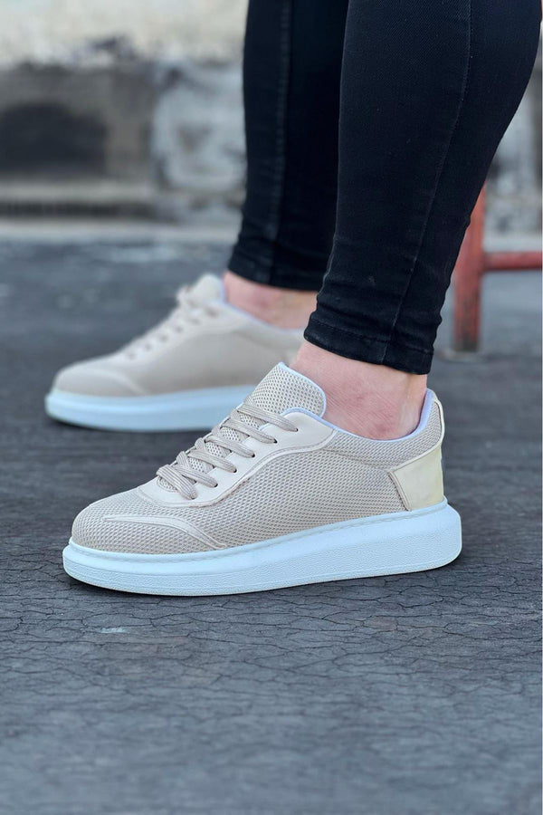 Wg019 Beige Knitwear Men's Casual Shoes