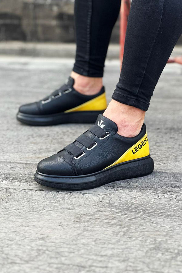 Wg029 3 Stripes Legend Charcoal Yellow Thick Sole Casual Men's Shoes