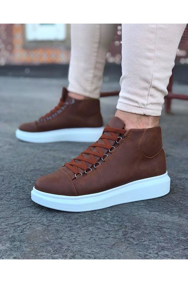 Wg032 Tan Lace-Up Sneakers Half Ankle Boots