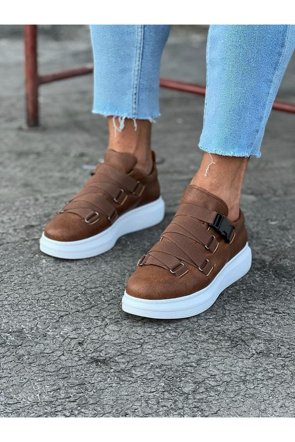 Wg033 Tobacco Men's High-Sole Shoes Sneakers