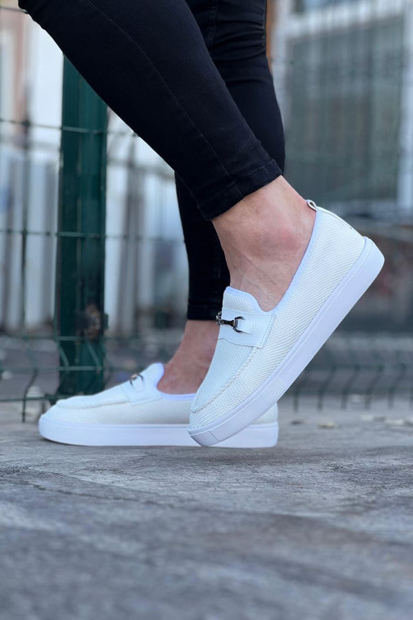 Wg060 White Knitwear Ballerina Men's Casual Shoes