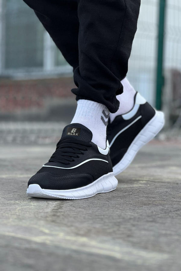 Wg062 Black White Knitwear Men's Sports Shoes