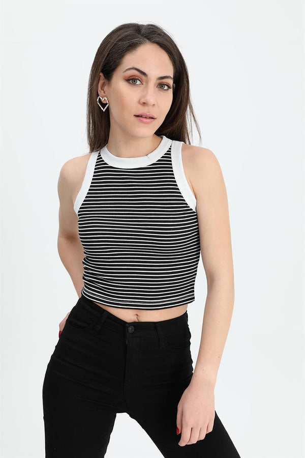 Women's Athlete Wide Pile Striped Camisole - Black