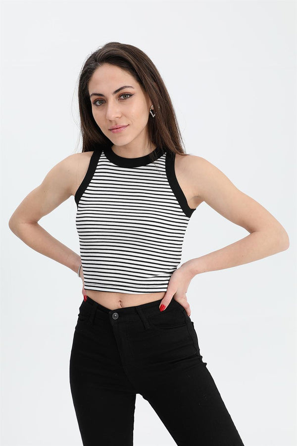 Women's Athlete Wide Pile Striped Camisole - White