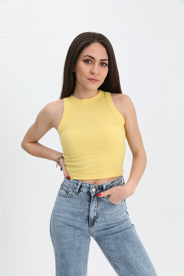 Women's Blouse Wide Plunging Sleeveless Camisole - Yellow