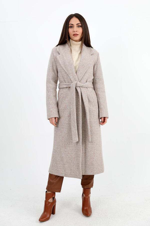 Women's Double Breasted Collar Flotilla Pocket Long Coat - Mink