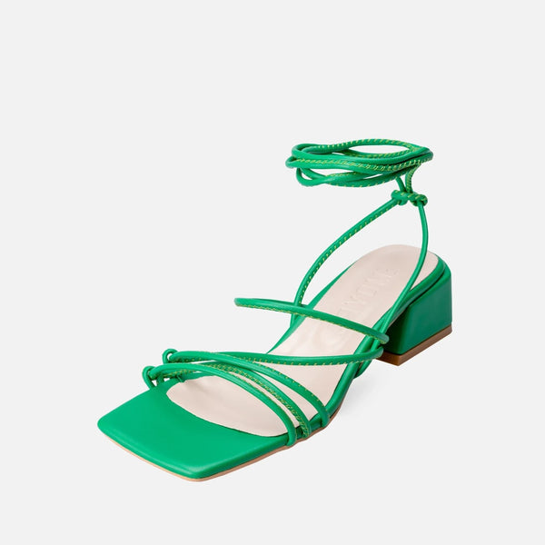 Women's Green Leather High Heel Shoes