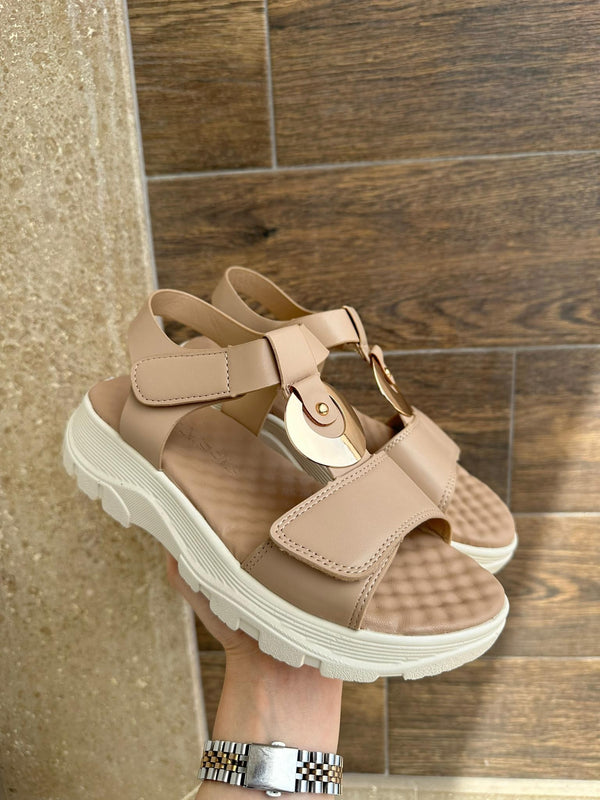 Women's Nude Skin Velcro Sandals