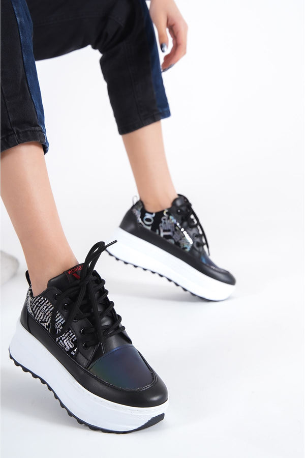 Women's Oneo Black-White Sneakers Shoes