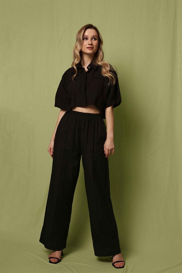 Women's Stitching Detail Trousers Black