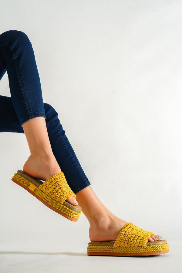 Women's Tokyo Yellow Knitted Slippers